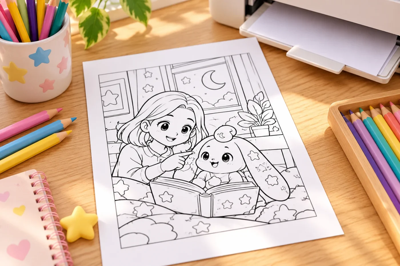 A freshly printed Luno coloring page with clear outlines and white margins.