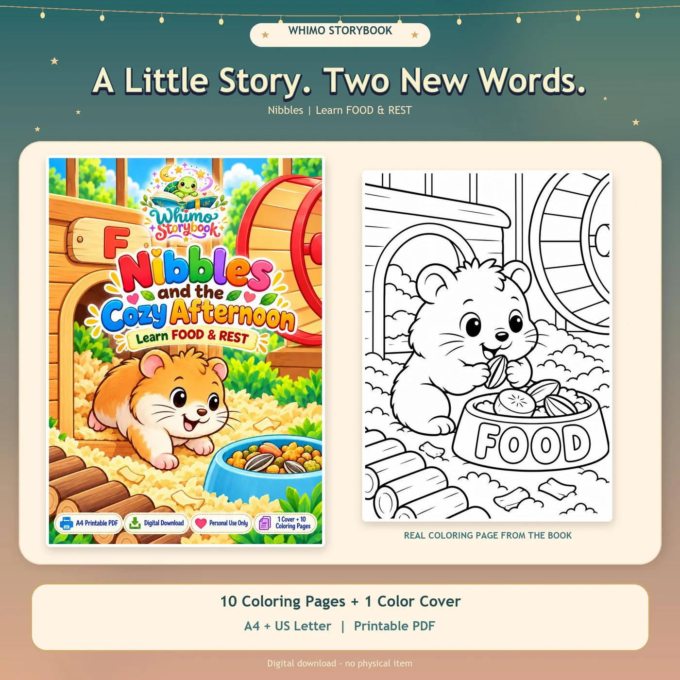 Nibbles and the Cozy Afternoon Coloring Book for Kids – Cover Art