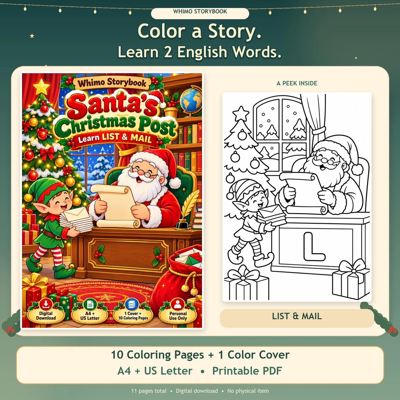 Santa's Christmas Post Coloring Book for Kids